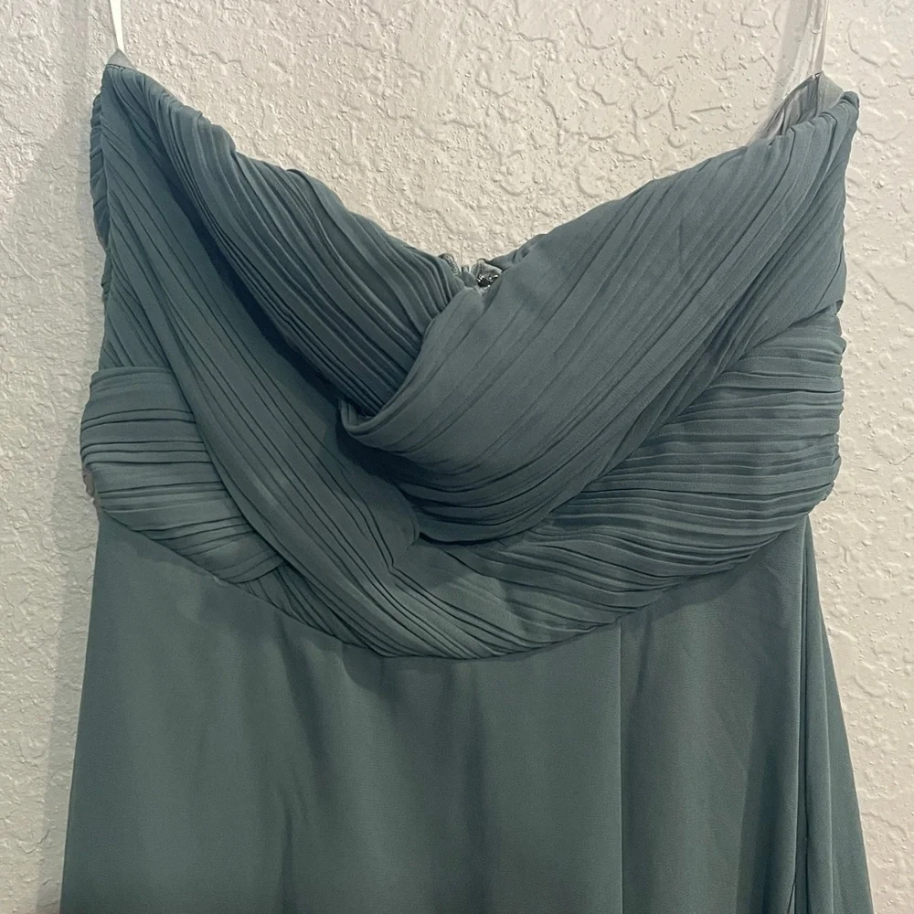 Lulu's Romantic Presence Sage Green Pleated Strapless Maxi Dress M - Picture 4 of 12